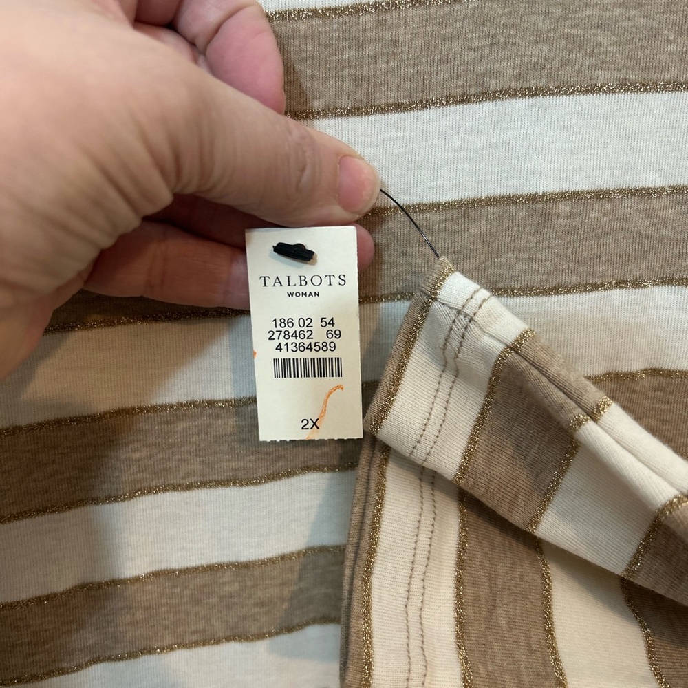 Talbots Metallic Stripe Long Sleeve Top Women’s Plus Size 2X - Picture 5 of 8